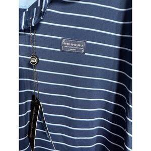 Good Good Golf Polo 2XL Navy Stripe Structured Performance Shirt NWT UPF 50+
